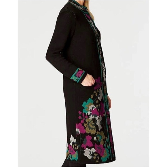 J.Jill Trailing Flowers Longline Duster Cardigan sweater - Picture 2 of 13